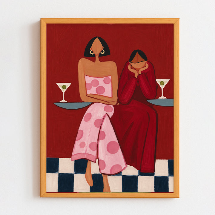 Woman with drinks Frame